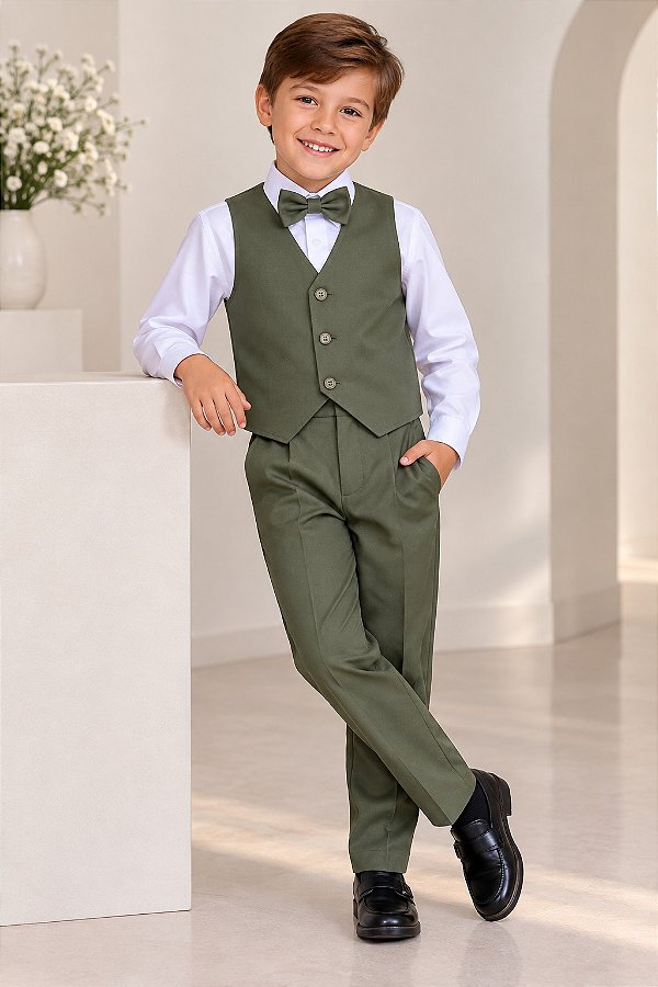 Conjunto Miss Cherry Social Leonardo Colete Verde Militar
