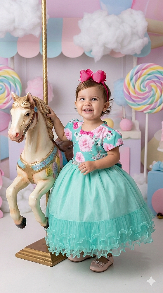 Vestido Menina Bonita Jardim Encantado Maiza Verde