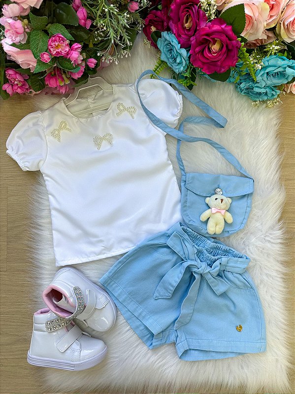 Conjunto Blogueirinha Eloa Azul Bebe
