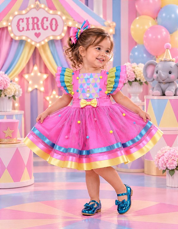 Romper/Vestido Princesa Circo -Doces -Doceria - Candy Rosa