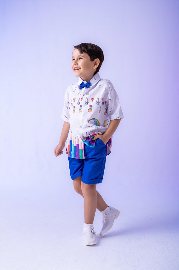 Conjunto Miss cherry Meninos - Lapis Aquarela Azul ABC