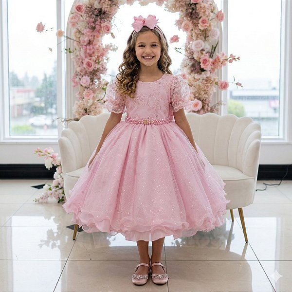 Vestido Bella Child Laize Rosa Bebe