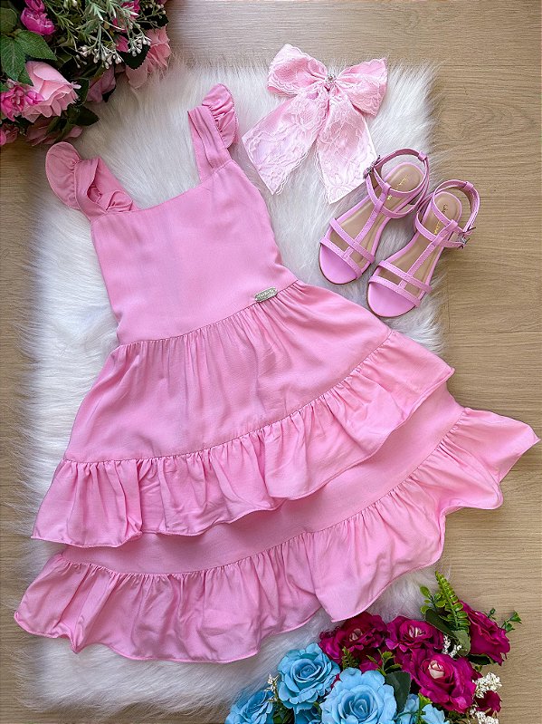 Vestido Banana Club Mariana Modinha Rosa Bebe
