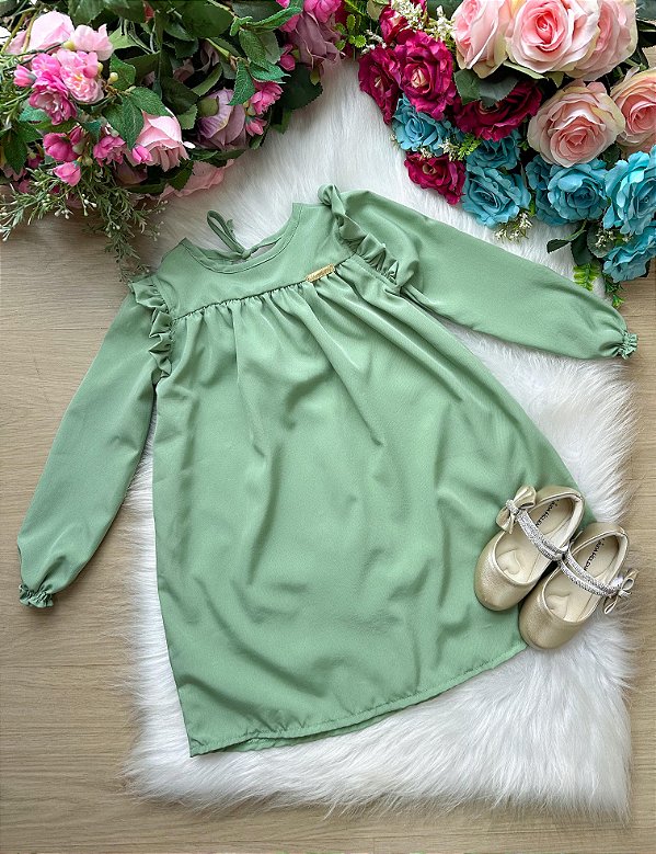 Vestido Ysa Kids Infanto/Juvenil Modinha Catarina Verde Claro