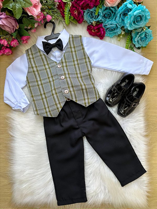 Conjunto Miss Cherry Luan Colete Xadrez Preto