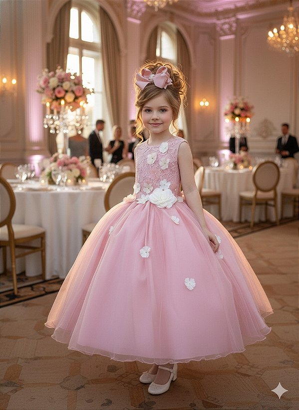 Vestido Juvenil Vila Lele Regata Flores Rose