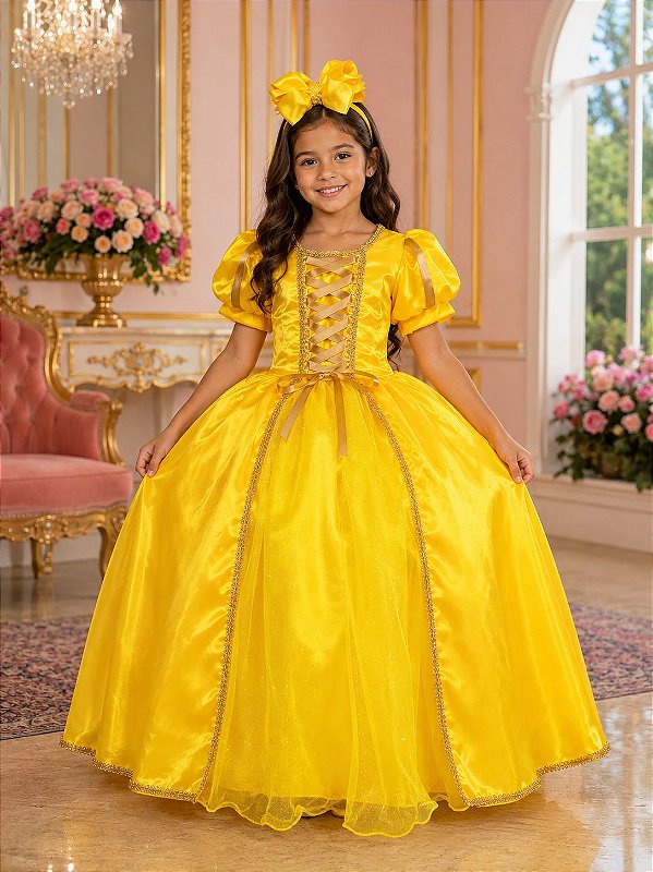 Fantasia Princesa Belli Princesa Amarela Longa Modelo 2