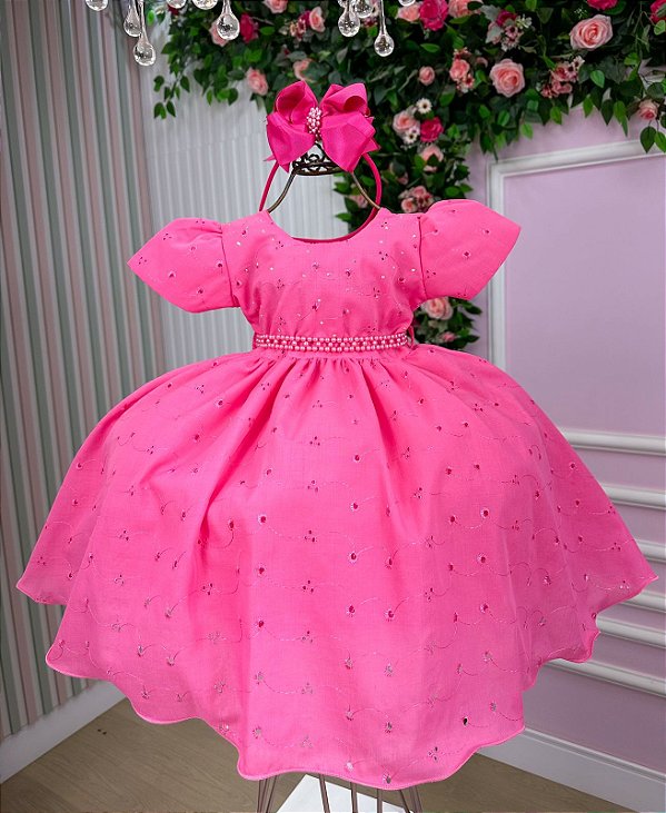Vestido Miss Cherry Cristal Lese - Laise Rosa Chiclete
