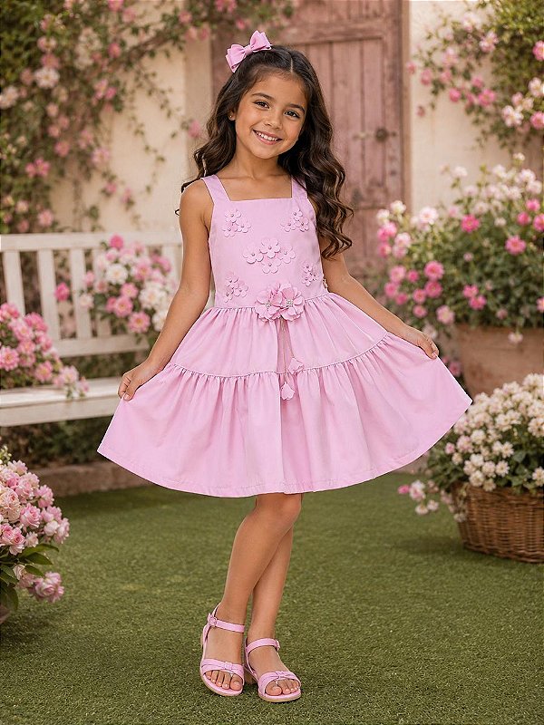 Vestido Blogueirinha Cecilia Rosa Bebe