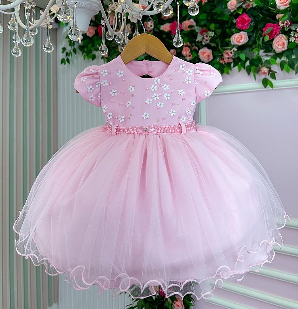 Vestido Menina Bonita Bebe Mili Florzinha Rosa Bebe