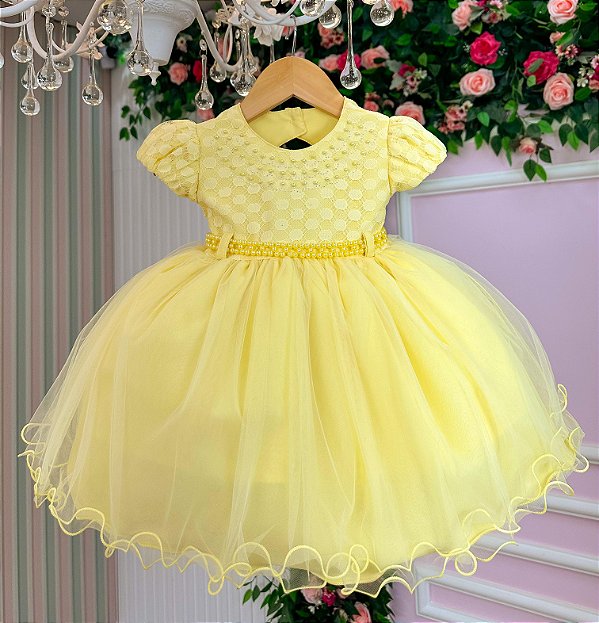 Vestido Menina Bonita Bebe Aline Amarelo
