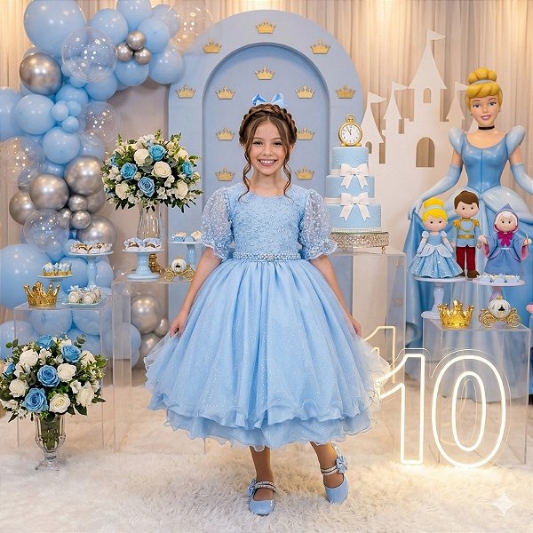 Vestido Bella Child Laize Azul Bebe