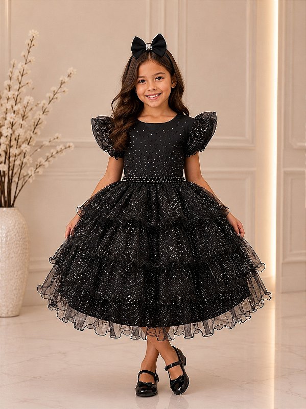 Vestido Ysa Kids Belinda Preto