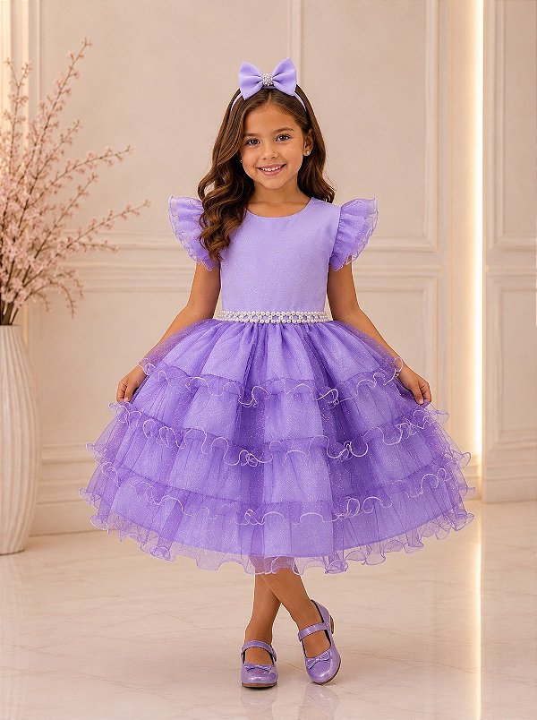 Vestido Ysa Kids Belinda Lilás