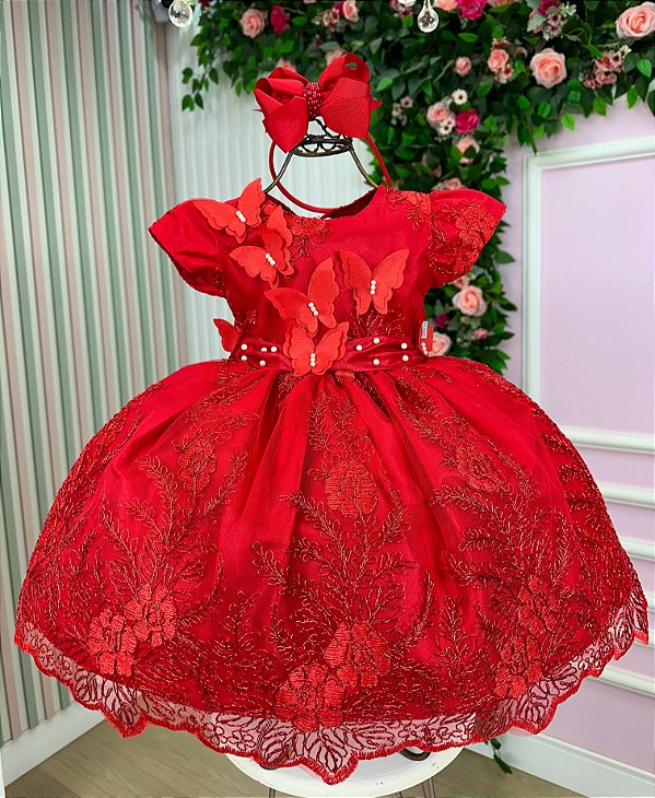Vestido Marie Realeza Jardim Encantado Coraline Vermelho