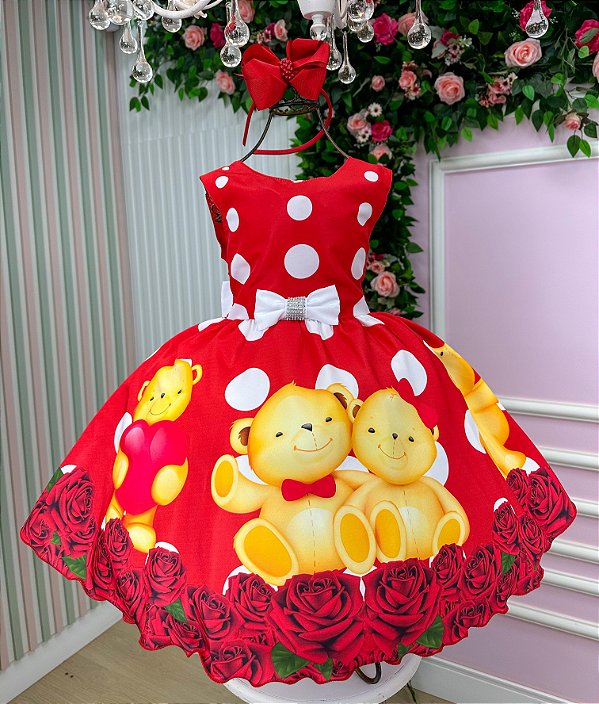 Vestido Marie Ursinhos Vermelho