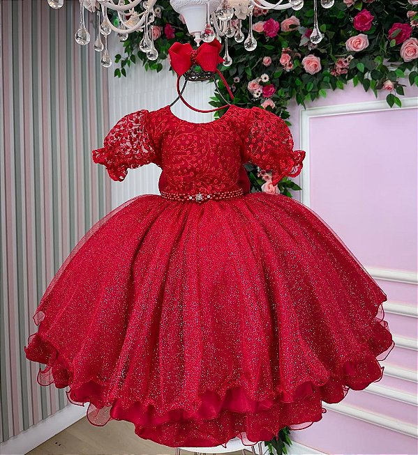 Vestido Bella Child Laize Vermelho Modelo 2