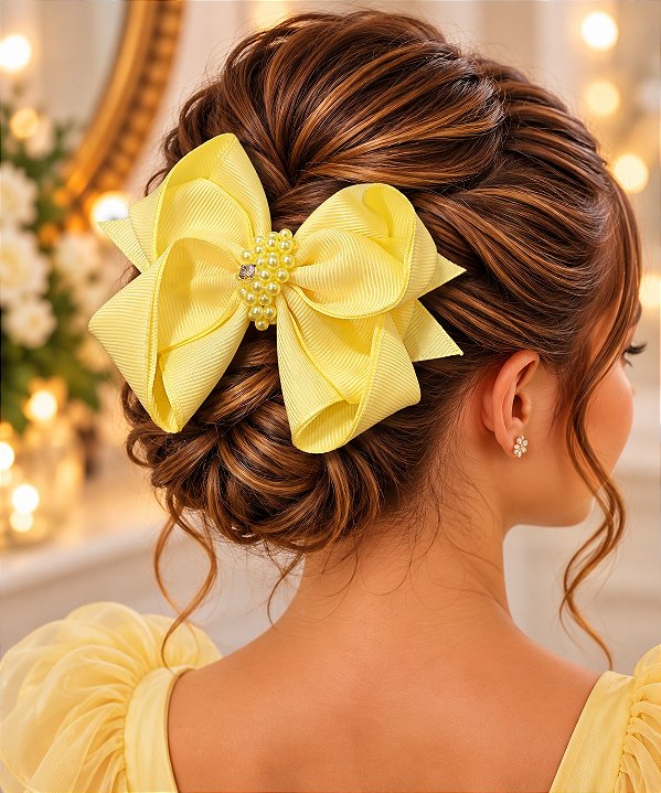 Laço Belli Strass Maria Alice Amarelo