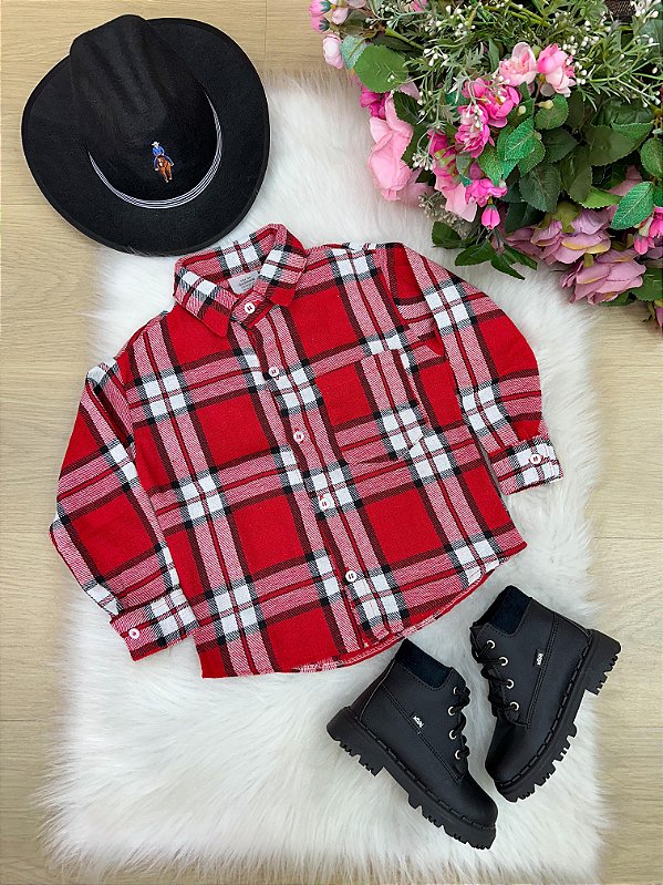 Camisa Junina Xadrez Diego Flanela/Flanelada Vermelha
