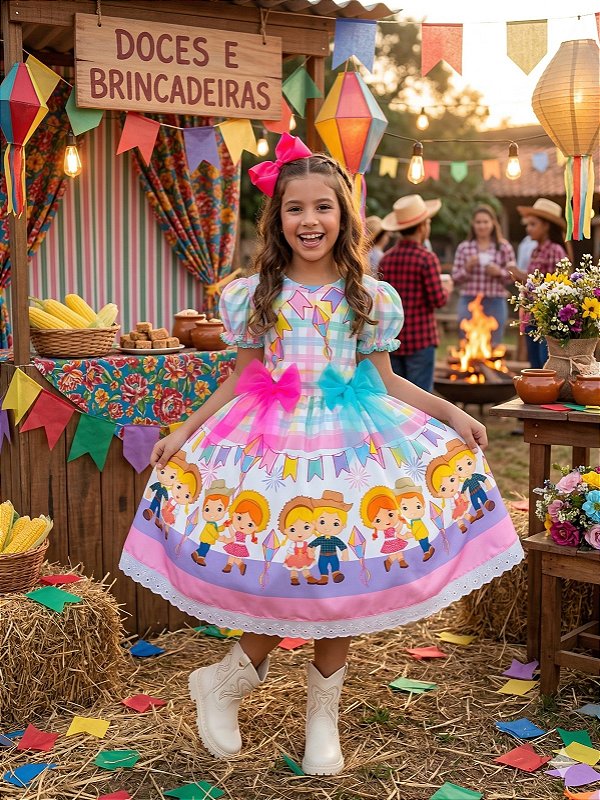 Vestido Marie Junino Luxo Quermesse das Cores