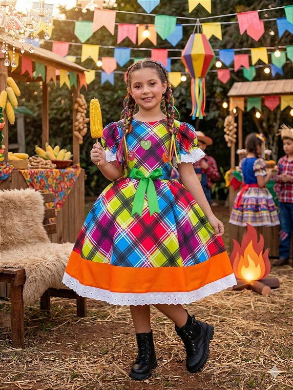 Vestido Marie Junino Luxo Quermesse do Luar