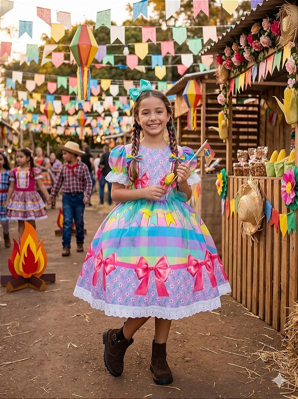 Vestido Marie Junino Luxo Arraiá da Paz