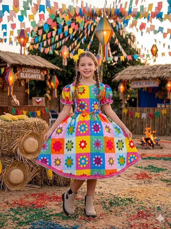 Vestido Marie Junino Luxo Quermesse Elegante Pink