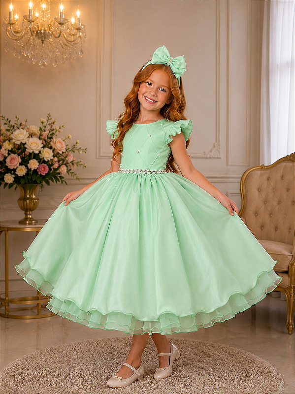 Vestido Ysa Kids Francine Verde Oliva