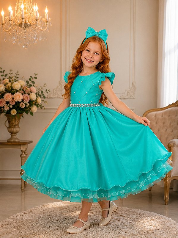 Vestido Ysa Kids Francine Verde Menta