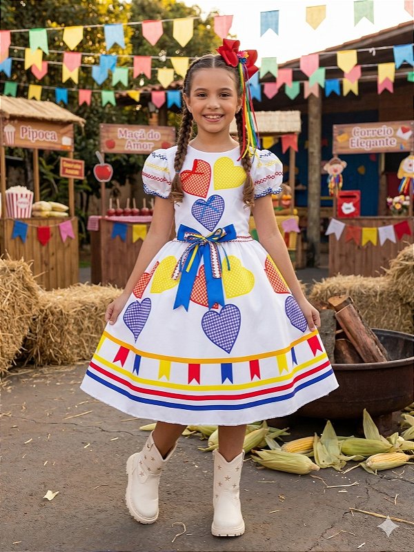 Vestido Marie Junino Luxo Arraiá da Quermesse da Noiva/Noivinha