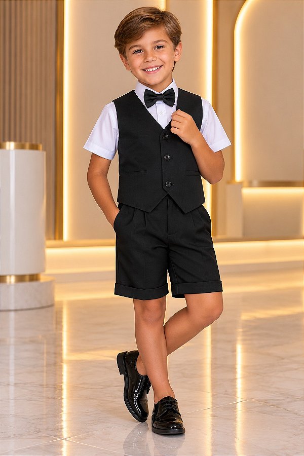 Conjunto Social Miss Cherry Leandro Colete Preto