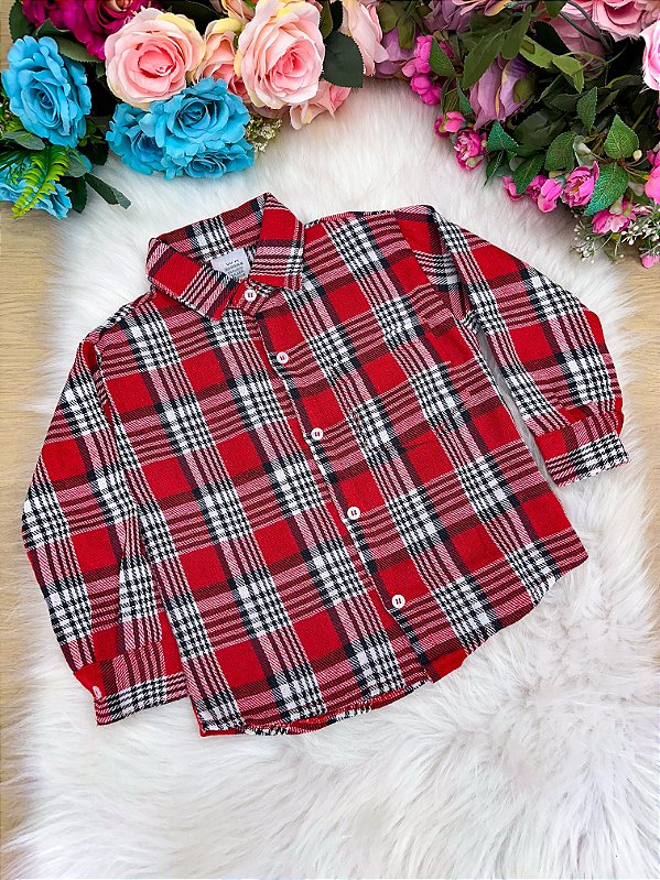 Camisa Junina Xadrez Flanela/Flanelada Isaac Vermelha