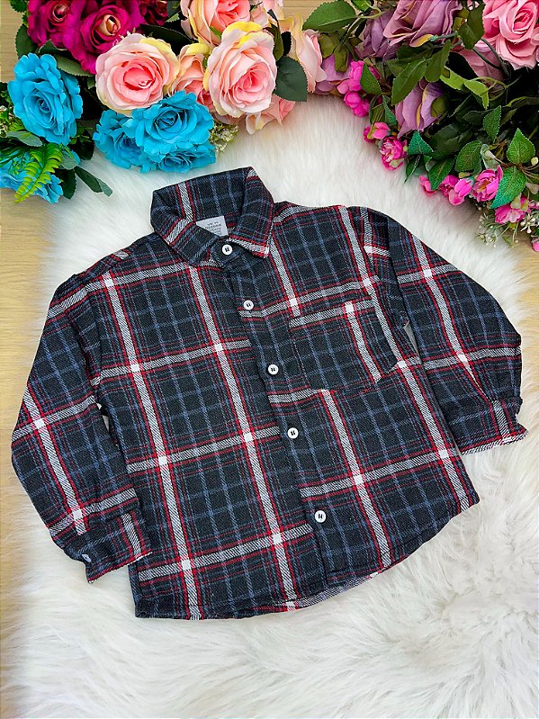 Camisa Junina Xadrez Flanela/Flanelada Jhonas Cinza