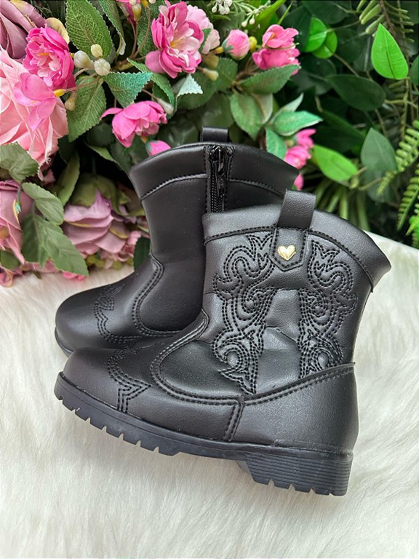 Bota/ Coturno Flor Di Mila Boiadeira Texana Liz preta