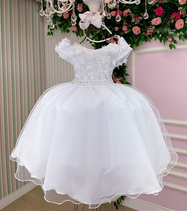 Vestido Juvenil Miss Cherry Paloma Branco Modelo 2