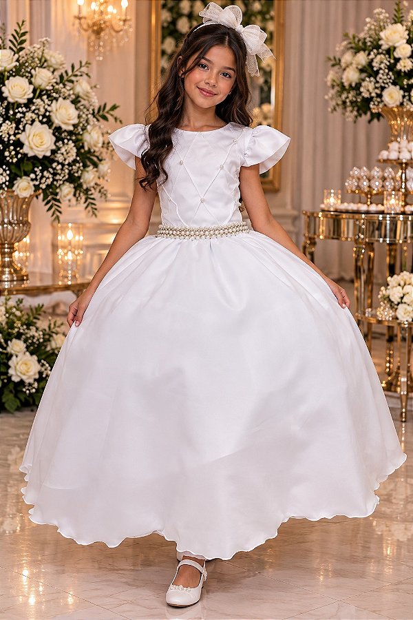 Vestido Ysa Kids Ariane Longo Branco