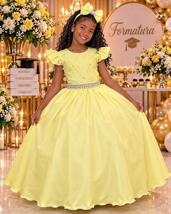Vestido Ysa Kids Ariane Longo Amarelo
