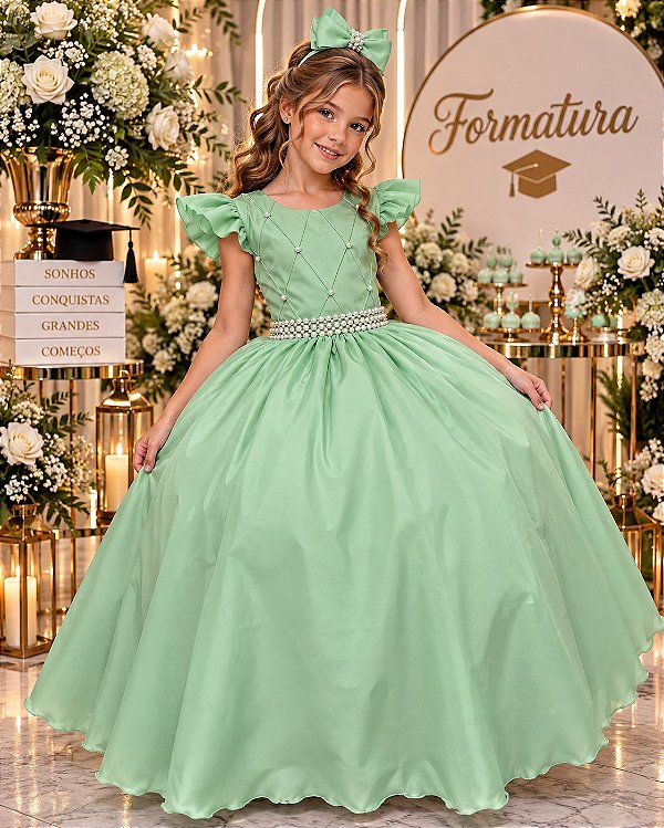 Vestido Ysa Kids Ariane Longo Verde Oliva