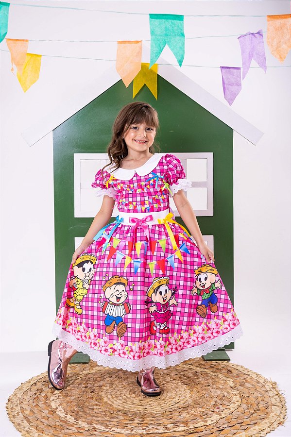 Vestido Junino Tematico Luxo Turma da Monica