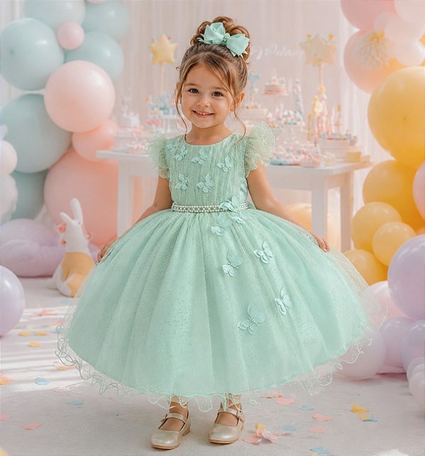 Vestido Menina Bonita Maju Verde Menta