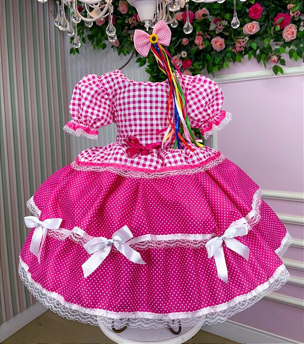 Vestido Junino Mimadine Luxo Mariana Pink