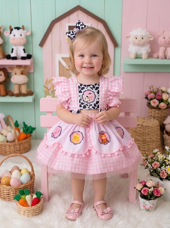 Romper/Vestido Princesa Belli Tematico Fazendinha