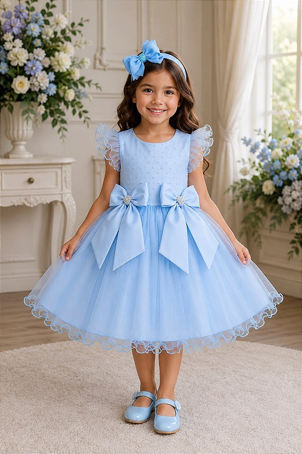 Vestido Marie Bebe Mia Azul Bebe