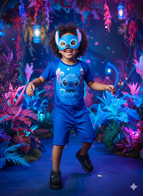 Fantasia Menino Stitch Azul