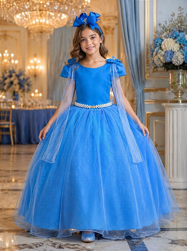 Vestido Banana Club Longo Diamante Azul Serenity