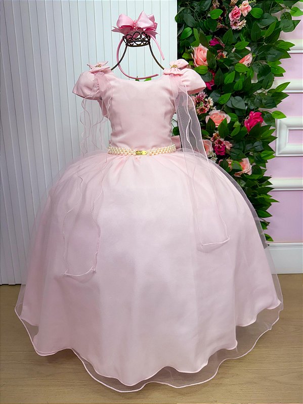 Vestido Banana Club Longo Diamante Rosa Bebe