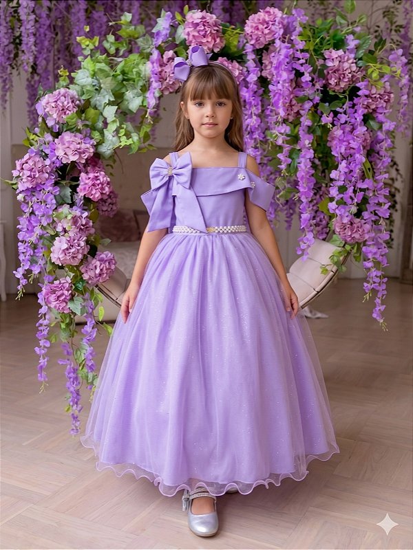 Vestido Banana Club Longo Doce Elegancia Lilas
