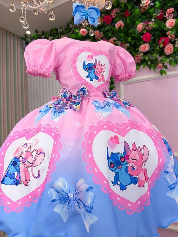 Vestido Tematico Luxo Stitch e Angel Modelo 4