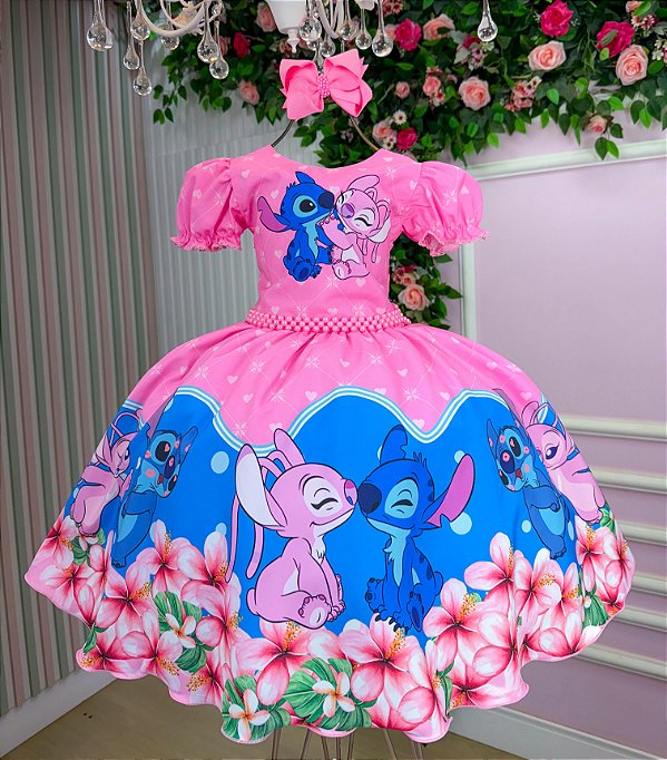 Vestido Tematico Luxo Stitch e Angel Modelo 3