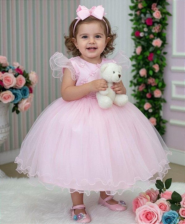 Vestido Menina Bonita Pietra Rosa Bebe